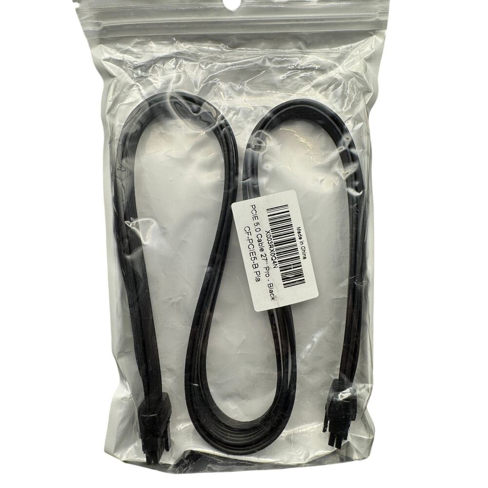 PCIe 5.0 Cable 27" 16AWG ATX 3.0 12VHPWR 600W 16Pin (12+4)  Pro-Black GPU Cable